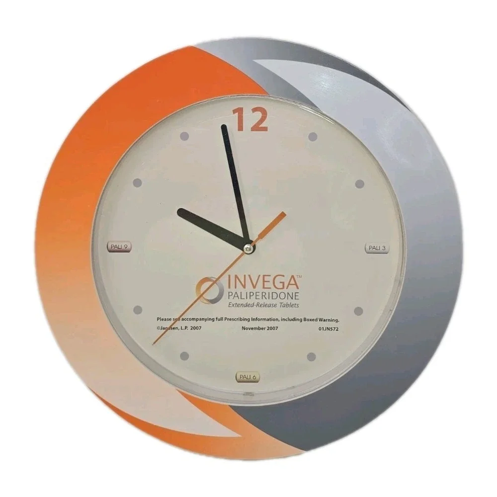 Invega Paliperidone Schizophrenia Pharma Promo Wall Clock Janssen 2007 U1‎